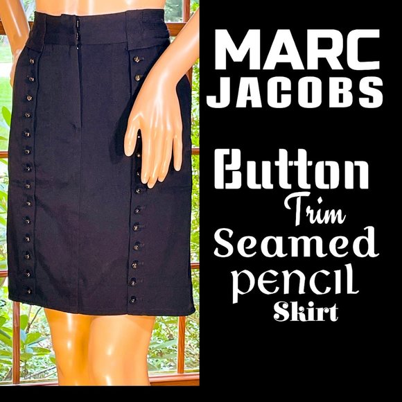 Marc Jacobs Dresses & Skirts - ▪️MARC JACOBS▪️Button Trim Seamed Black Pencil Skirt